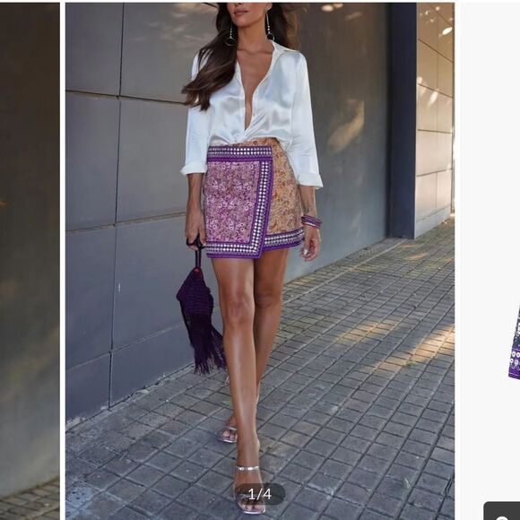 Commense Asymmetric Floral Printed Mini Skirt NWT XS - Picture 1 of 4
